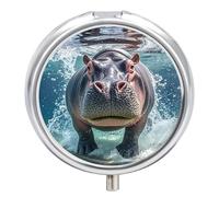 Pilulier rond Hippopotame 3 compartiments Portable Voyage Médicament Case Daily Mini Compact Stockage Médicaments Distributeur de supplément de vitamines