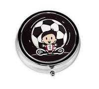 Pilulier rond I Love Soccer à 3 compartiments pour sac à main, joli pilulier en métal, portable, mini petit pilulier de voyage pour contenir des vitamines, des suppléments d'huile de poisson