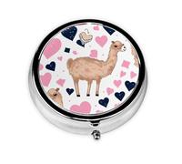 Pilulier rond imprimé camel et cœur avec 3 compartiments, mini pilulier portable pour médicaments, vitamines, huile de poisson, compléments