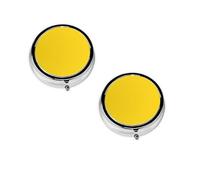 Pilulier rond imprimé jaune bergamote, 3 compartiments pour sac à main et poche, boîte à médicaments portable, pilulier de voyage