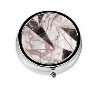 Pilulier rond imprimé marbre or rose avec 3 compartiments, mini pilulier portable pour médicaments, vitamines, huile de poisson, compléments