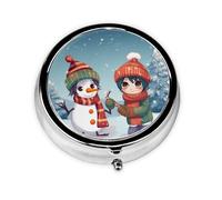 Pilulier rond imprimé Merry Christmas avec 3 compartiments, mini pilulier portable pour médicaments, vitamines, huile de poisson, compléments