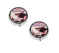Pilulier rond imprimé skateboard, 3 compartiments pour sac à main et poche, boîte à médicaments portable, pilulier de voyage