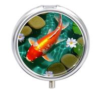 Pilulier rond japonais à 3 compartiments avec miroir - Petit pilulier de voyage - Joli organisateur de vitamines - Portable - Pour sac à main