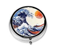 Pilulier rond japonais traditionnel avec 3 compartiments, mini pilulier en métal pour sac à main ou poche, léger et portable pour un usage quotidien, cadeau, voyage