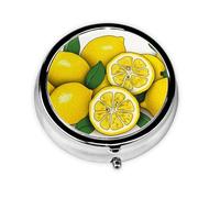 Pilulier rond jaune citron à 3 compartiments pour sac à main, joli pilulier en métal, petit pilulier de voyage pour contenir des vitamines, des suppléments d'huile de poisson