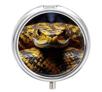Pilulier rond jaune serpent à 3 compartiments portable de voyage pour le quotidien, mini récipient compact de stockage de médicaments distributeur de supplément de vitamines