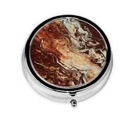 Pilulier rond marbré marron mélangé à 3 compartiments pour sac à main, joli pilulier de voyage portable pour contenir des vitamines, des suppléments d'huile de poisson