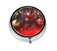 Pilulier rond Merry Christmas à 3 compartiments pour sac à main, joli pilulier en métal, portable, petit pilulier de voyage, pour contenir des compléments