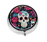 Pilulier rond mexicain avec 3 compartiments, mini pilulier en métal pour sac à main ou poche, léger et portable pour un usage quotidien, cadeau, voyage