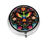 Pilulier rond mexicain avec 3 compartiments, mini pilulier en métal pour sac à main ou poche, léger et portable pour un usage quotidien, cadeau, voyage