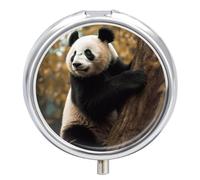 Pilulier rond mignon avec animaux sur un arbre - Portable - Support de vitamines pour sac à main