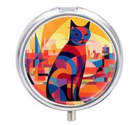 Pilulier rond mignon avec dessin d'animaux - Portable - Support de vitamines pour sac à main