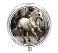 Pilulier rond mignon cheval dans la rue pilulier portable pour médicaments comprimés vitamines organisateur pour sac à main poche