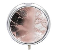 Pilulier rond mignon couleur marbre doré pour médicaments, vitamines, organiseur pour sac à main