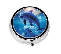 Pilulier rond mignon dauphins 3 compartiments pour sac à main mignon pilulier organisateur de pilules portable de voyage mini petit pilulier support pour contenir des vitamines, des suppléments