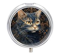 Pilulier rond mignon dessin d'un chat mignon pilulier portable médicaments comprimés vitamines organisateur pour sac à main poche