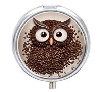 Pilulier rond mignon en forme de hibou - Portable - Pour médicaments et vitamines - Organiseur pour sac à main