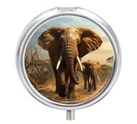 Pilulier rond mignon et mignon en forme d'éléphant pour médicaments comprimés vitamines organisateur pour sac à main poche