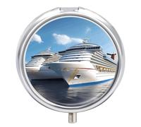 Pilulier rond mignon et portable en forme de bateau de croisière pour médicaments et vitamines