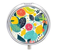 Pilulier rond mignon et portable en forme de fruits et de feuilles pour médicaments, vitamines, organiseur pour sac à main