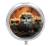 Pilulier rond mignon hibou 3 compartiments Portable Voyage Médicaments Case Daily Mini Compact Stockage Médicaments Distributeur de vitamines