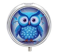 Pilulier rond mignon hibou bleu 3 compartiments décoratif poche sac à main portable mini voyage médicamenteux comprimé vitamine poisson huile support organisateur pilules