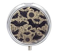 Pilulier rond mignon motif chauve-souris portable pour médicaments, vitamines, organiseur pour sac à main