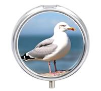 Pilulier rond mignon mouette 3 compartiments Portable Voyage Médicaments Case Daily Mini Compact Stockage Médicaments Distributeur de vitamines
