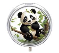 Pilulier rond mignon panda sur la branche d'arbre 3 compartiments décoratif poche sac à main portable mini médicament comprimé vitamine poisson huile support organisateur pilules