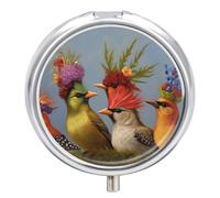 Pilulier rond mignon pour fête d'animaux - Portable - Support de vitamines pour sac à main