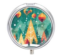 Pilulier rond mignon pour poster de Noël, pilulier portable, support de vitamines pour sac à main