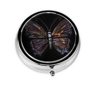 Pilulier rond mystère papillon portable qui peut être rangé dans une poche ou un sac à main