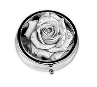 Pilulier rond noir blanc rose 3 compartiments pour sac à main, joli pilulier de voyage portable mini petit récipient à pilules pour contenir des vitamines, des suppléments d'huile de poisson