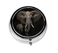 Pilulier rond noir éléphant 3 compartiments pour poche, sac à main, boîte de rangement portable pour médicaments, foie de morue, huile de foie de morue, pilulier 3 fois par jour