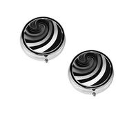 Pilulier rond noir et blanc avec 3 compartiments - Petit pilulier portable - Conteneurs de vitamines - Essentiels de voyage - 4,6 x 4,6 x 1,8 cm