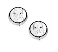Pilulier rond noir et blanc avec 3 compartiments - Petit pilulier portable - Conteneurs de vitamines - Essentiels de voyage - 4,6 x 4,6 x 1,8 cm