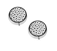 Pilulier rond noir et blanc avec 3 compartiments - Petit pilulier portable - Pour vitamines - 4,6 x 4,6 x 1,8 cm