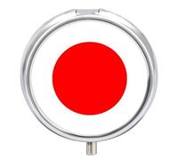 Pilulier Rond, Petit Étui À Pilules Portable En Métal Décoratif Avec Imprimé Drapeau Japonais, Idéal Pour Les Voyages Cadeau Parfait Pour Un Sac À Main Ou Une Poche