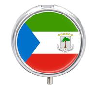 Pilulier Rond Petit Étui Pilules Imprimé Drapeau De La République De Guinée Équatoriale Avec Miroir Contenant Médicaments Portable Organisateur De Vitamines Idéal Pour La Poche Cadeau De Voyage