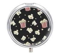 Pilulier Rond Popcorn Patterns Boîte À Pilules Portable Organisateur De Médicaments Porte-Vitamines Container À 3 Compartiments