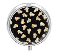 Pilulier Rond Popcorn Patterns Boîte À Pilules Portable Organisateur De Médicaments Porte-Vitamines Container À 3 Compartiments