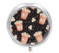 Pilulier Rond Popcorn Patterns Boîte À Pilules Portable Organisateur De Médicaments Porte-Vitamines Container À 3 Compartiments
