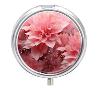 Pilulier rond portable à 3 compartiments en forme de pétale rose en métal