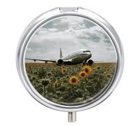 Pilulier rond portable à 3 compartiments pour contenir des vitamines en forme d'avion