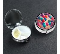 Pilulier rond portable à 3 compartiments pour poche ou sac à main, petit planificateur hebdomadaire de médicaments de voyage avec miroir décoratif en métal et porte-vitamines