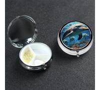 Pilulier rond portable à 3 compartiments pour poche ou sac à main - Petit planificateur hebdomadaire de médicaments de voyage avec miroir décoratif en métal - Cadeau idéal