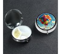 Pilulier rond portable à 3 compartiments pour poche ou sac à main, petit planificateur hebdomadaire de médicaments de voyage avec miroir décoratif en métal