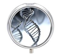 Pilulier rond portable avec chaîne ADN pour photo - Étanche - Pour poche, sac à main et commodité quotidienne