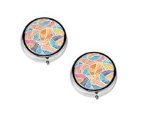 Pilulier rond portable avec imprimé d'animaux Otomi mexicains - Organiseur de pilules rond élégant pour compartiments de voyage, cadeau pour la gestion des médicaments